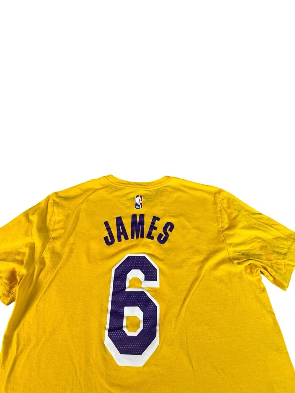 Nike LeBron James #6 Los Angeles Lakers NBA T-Shirt Men's Medium Yellow Tee